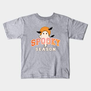 Spooky Season Cute Fun Ghost Bats Full Moon Halloween Kids T-Shirt